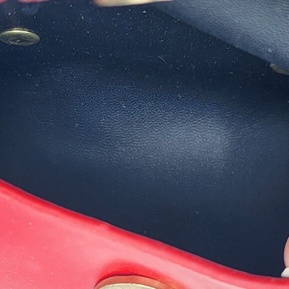 Micro Mini Red Gold Circle Handle Crossbody Bag - Picture 7 of 10